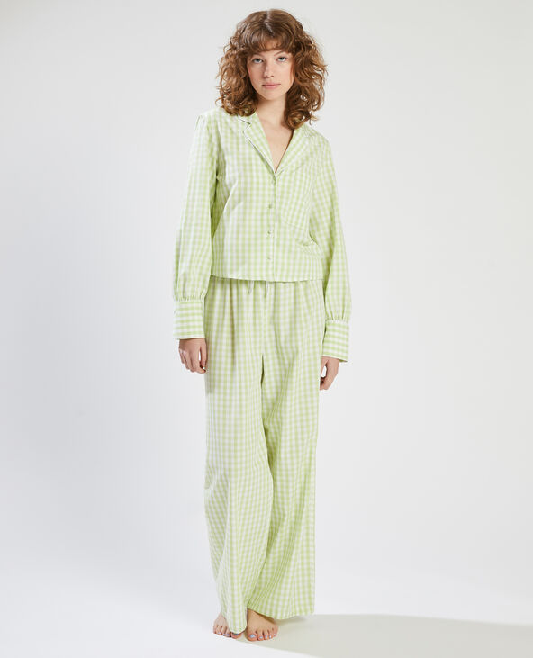 Chemise pyjama vichy vert anis - Pimkie