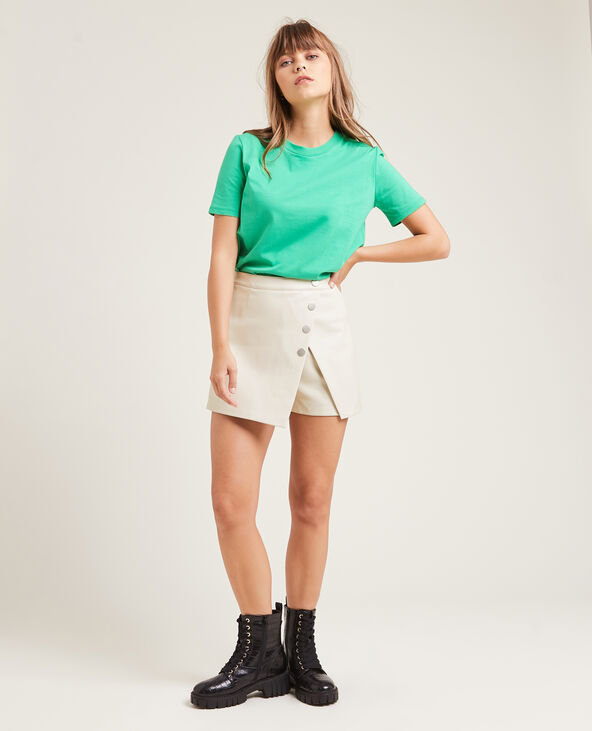 Jupe-short en simili cuir écru - Pimkie