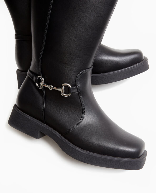 Bottes cavalières bouts carrés noir - Pimkie