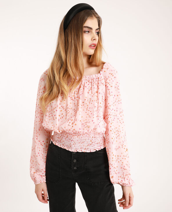 Blouse fluide à fleurs beige - Pimkie