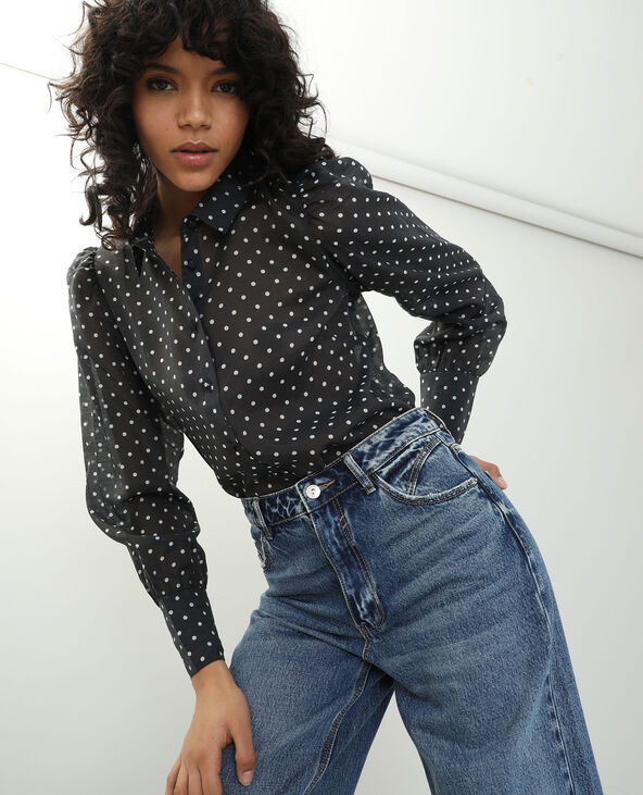 Chemise à pois transparente noir - Pimkie