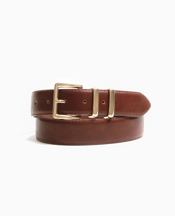 Ceinture en simili cuir avec boucle dorée marron - Pimkie