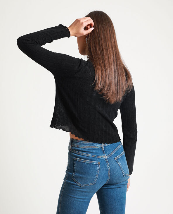 Crop top à manches longues noir - Pimkie