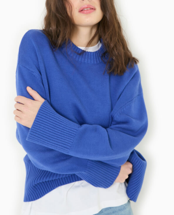 Pull oversize avec grands bord-côtes bleu électrique - Pimkie