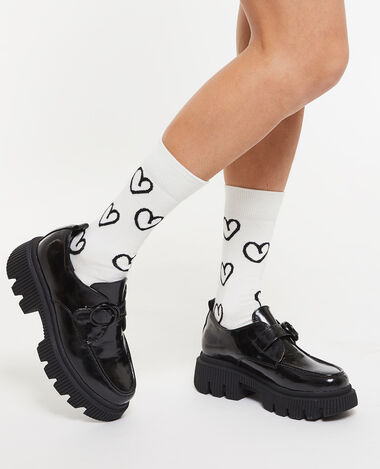 Paire de chaussettes cœurs noir - Pimkie