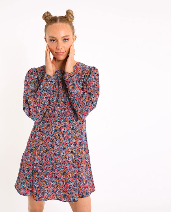 Petite robe à fleurs bleu foncé - Pimkie