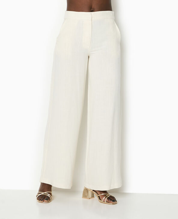 Pantalon droit avec lin blanc - Pimkie