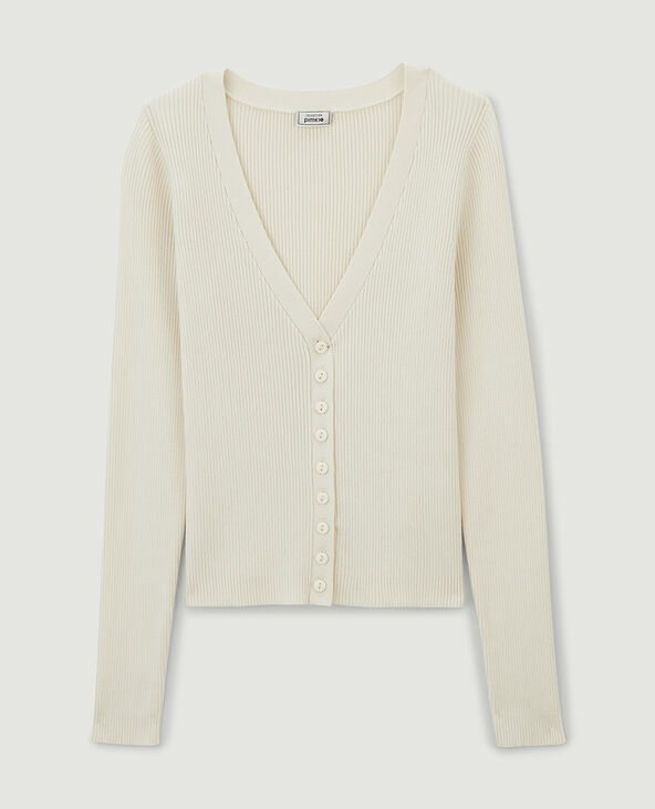 Gilet en maille côtelée beige - Pimkie