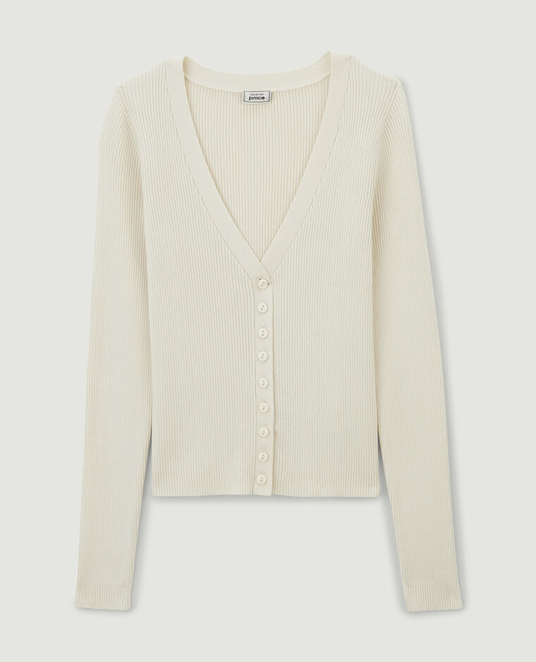 Gilet en maille côtelée beige - Pimkie