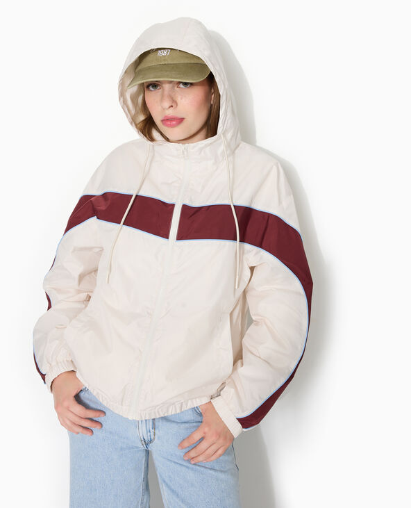 Coupe-vent bicolore avec capuche blanc - Pimkie