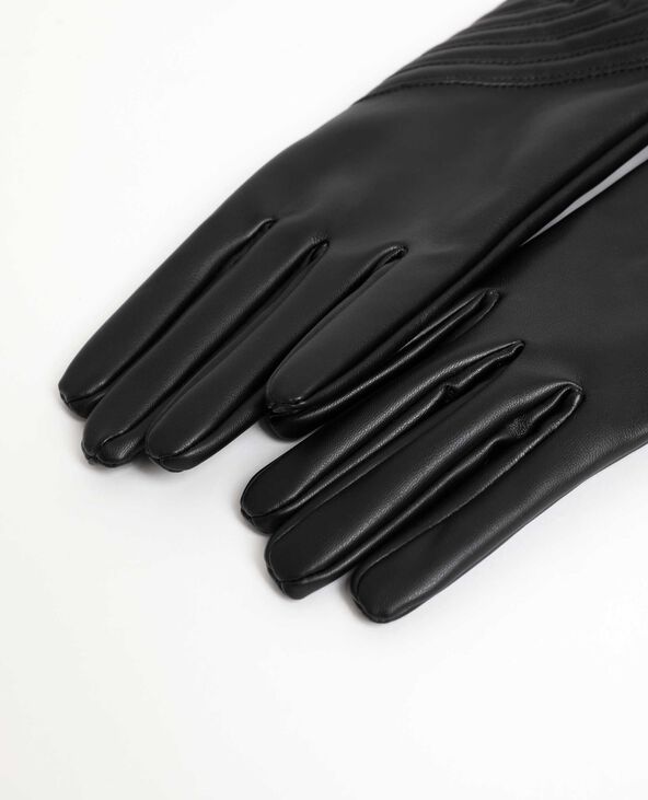 Gants en faux cuir noir - Pimkie