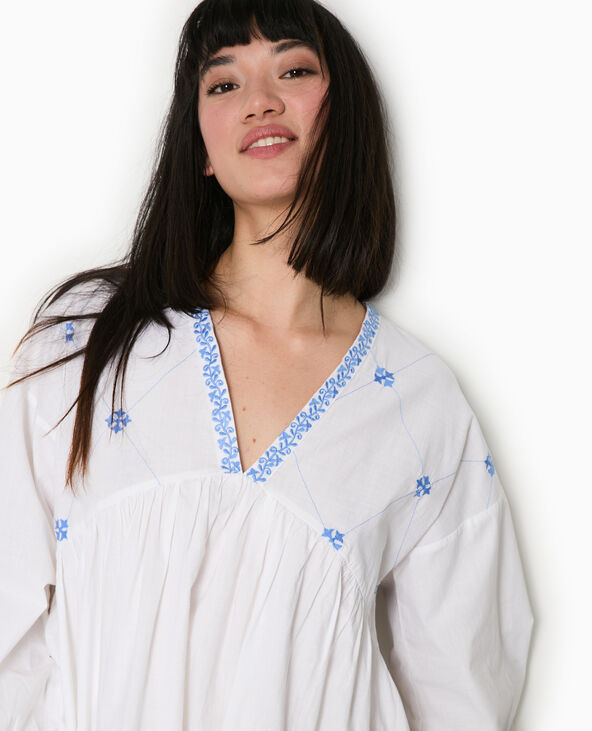 Robe brodée manches longues blanc - Pimkie