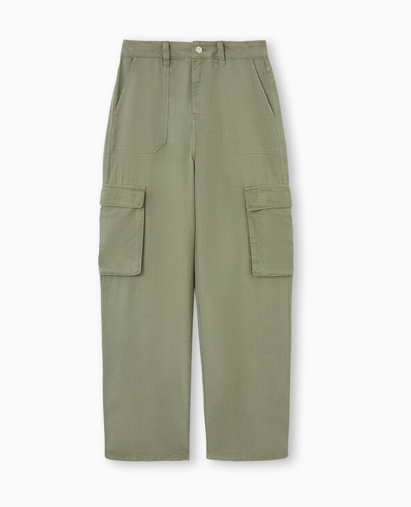 Pantalon cargo en tissu fluide Tencel vert kaki - Pimkie