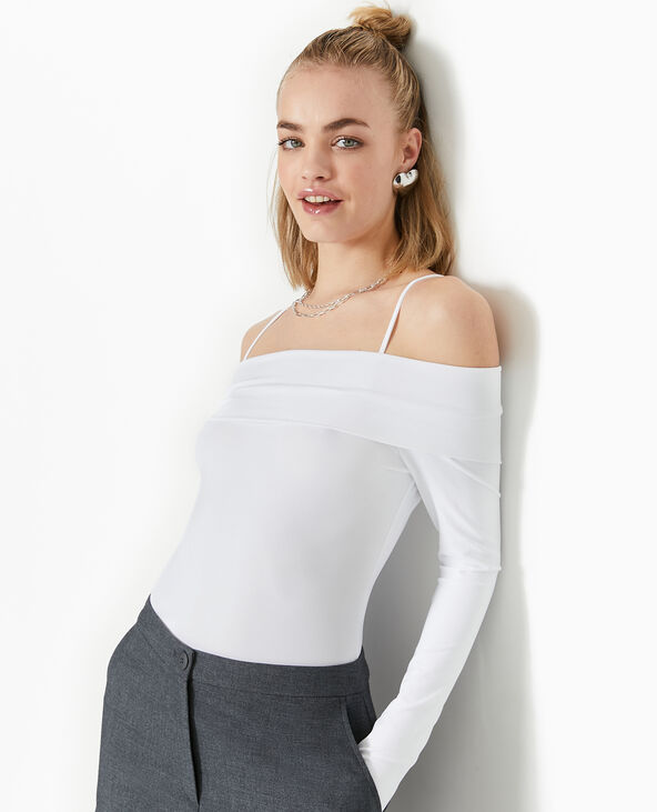 Body manches longues encolure Bardot blanc - Pimkie