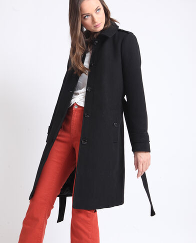 Manteau drap de laine noir - Pimkie