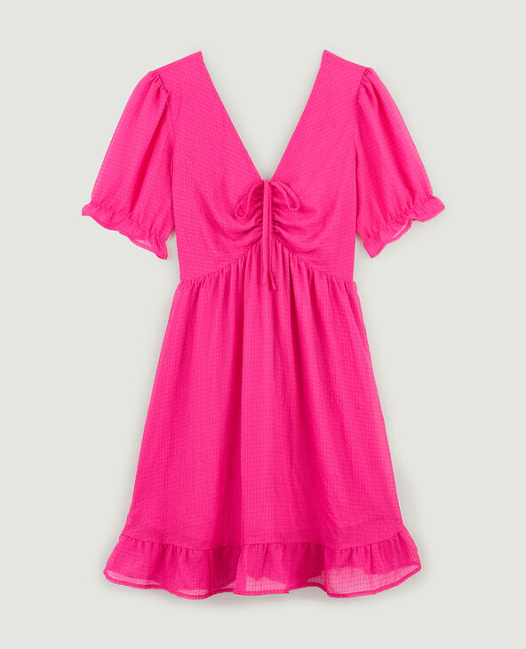 Robe fluide avec volants rose fuchsia - Pimkie