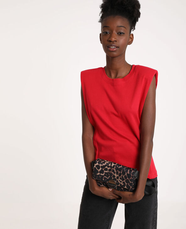 T-shirt à épaulettes rouge - Pimkie