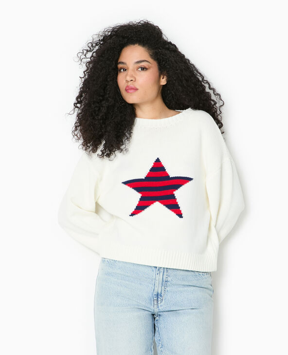 Pull en maille avec étoile blanc - Pimkie