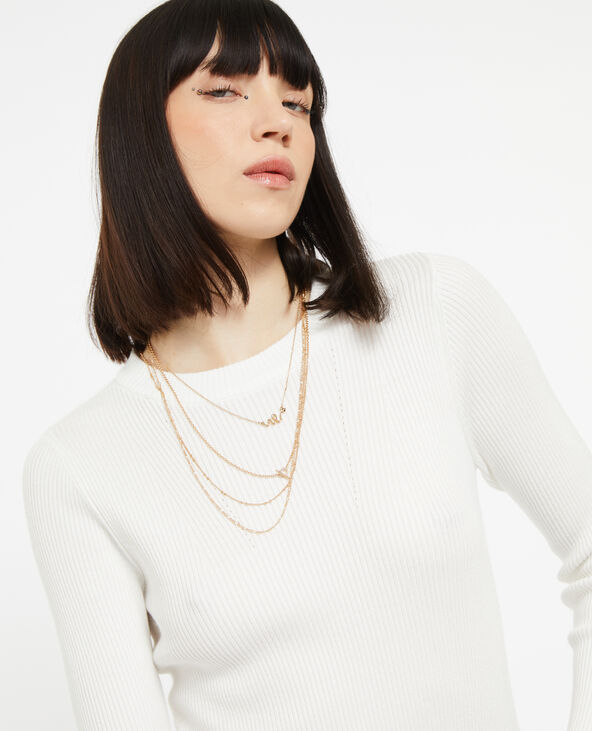 Pull en maille col rond blanc - Pimkie