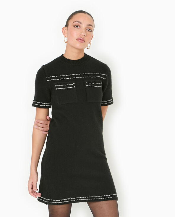 Robe courte en maille avec détails contrastés noir - Pimkie