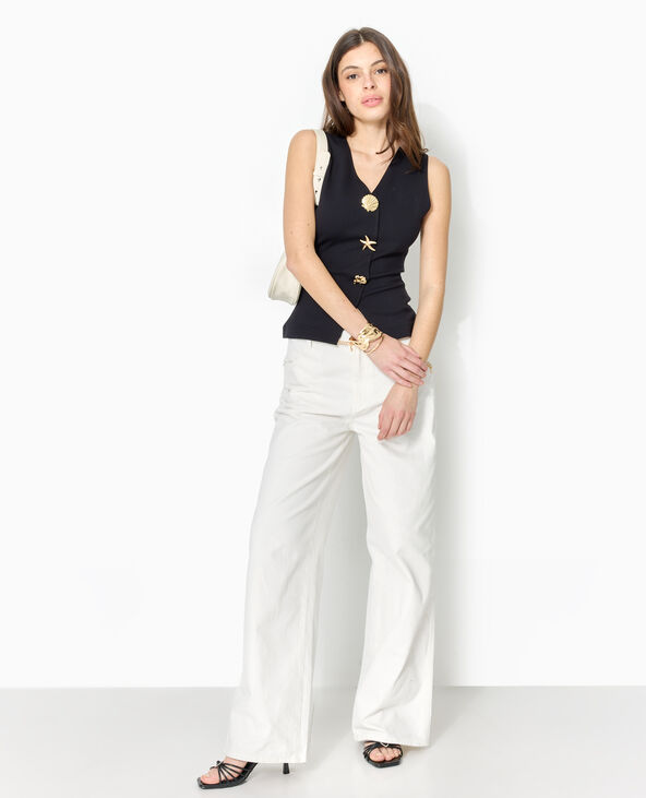 Top effet gilet sans manches avec boutons bijoux noir - Pimkie