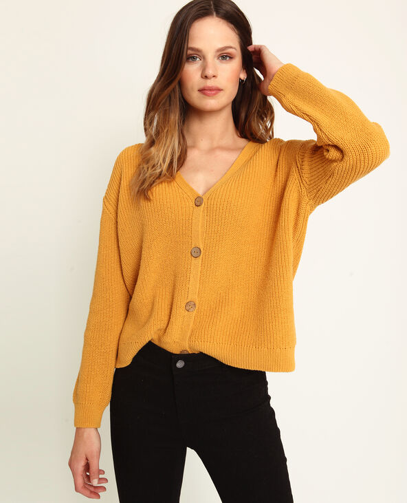 Gilet à col V jaune ocre - Pimkie