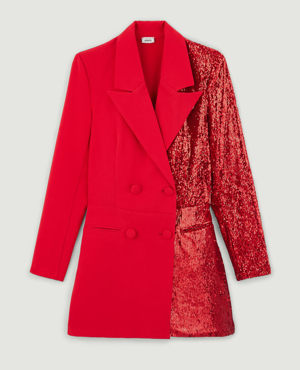 Combishort à empiècement en sequins rouge - Pimkie