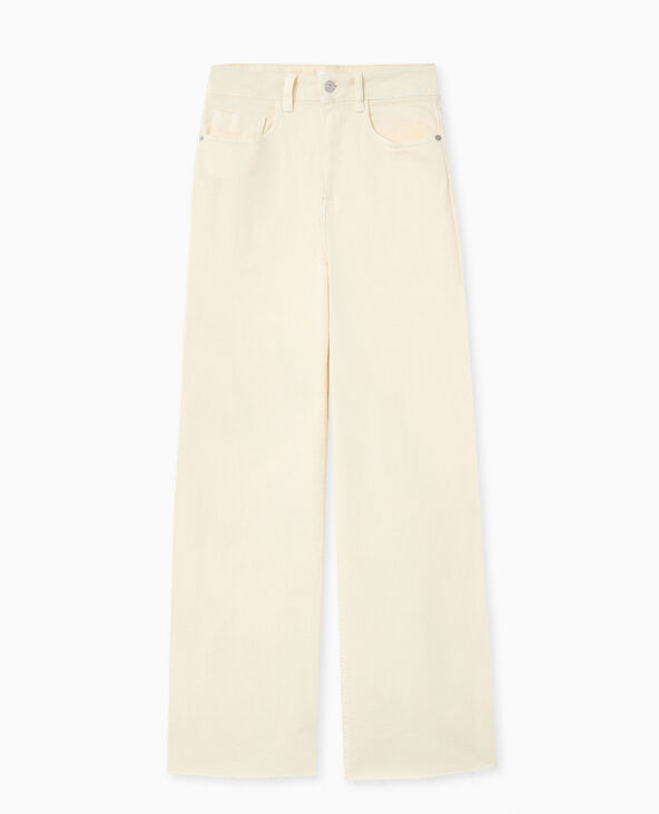 Jean wide taille haute avec bas coupés jaune - Pimkie