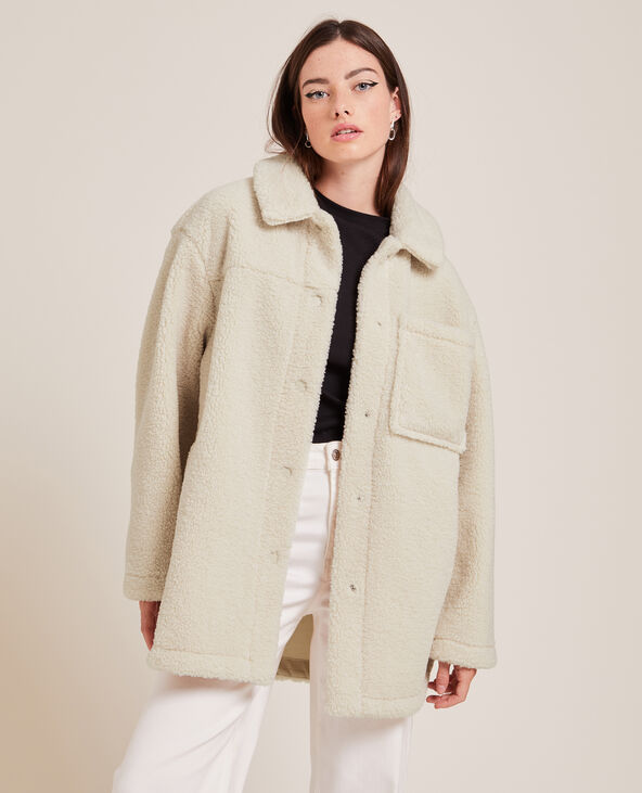 Veste droite en sherpa blanc - Pimkie