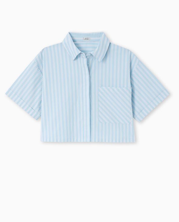 Chemise cropped rayée façon pyjama d'homme bleu - Pimkie