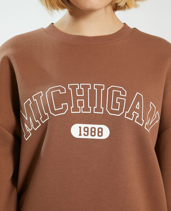 Sweat oversize Michigan marron - Pimkie