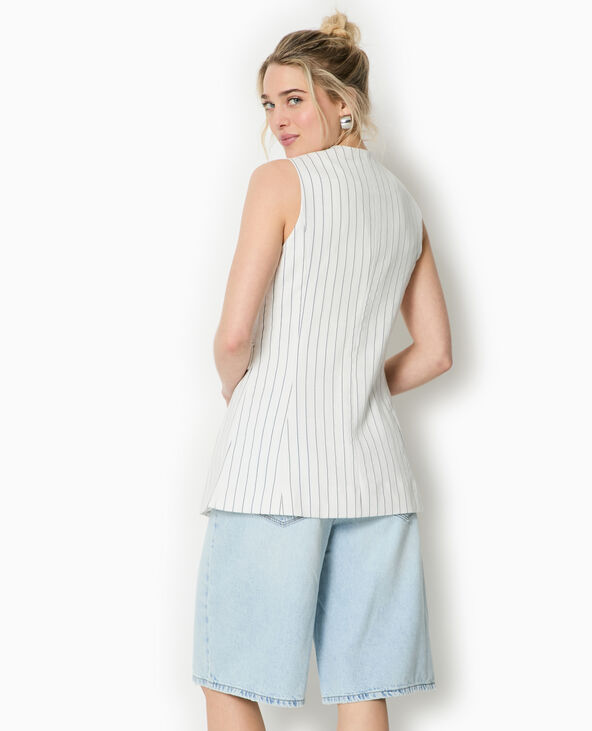 Veste longue sans manche avec fines rayures noir - Pimkie