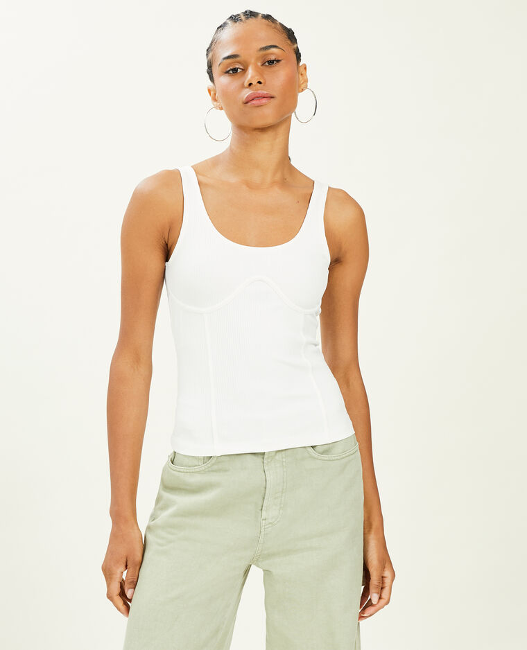 Débardeur en maille côtelée façon corset blanc - Pimkie