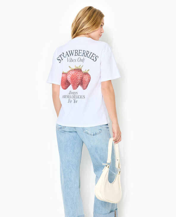 T-shirt oversize avec print poitrine et dos blanc - Pimkie