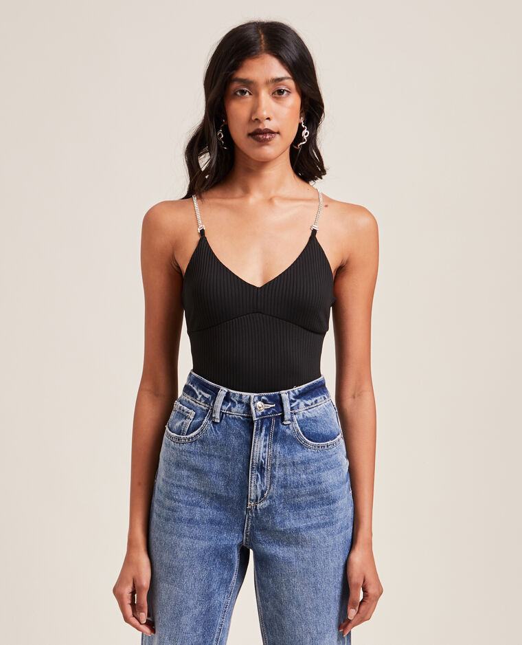 Body avec bretelles strass noir - Pimkie
