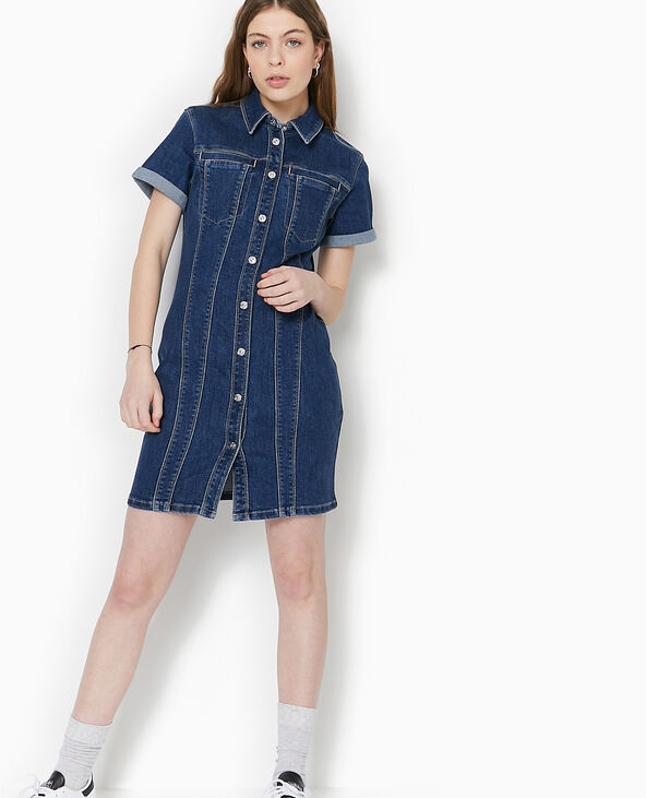 Robe courte et moulante en jean bleu - Pimkie