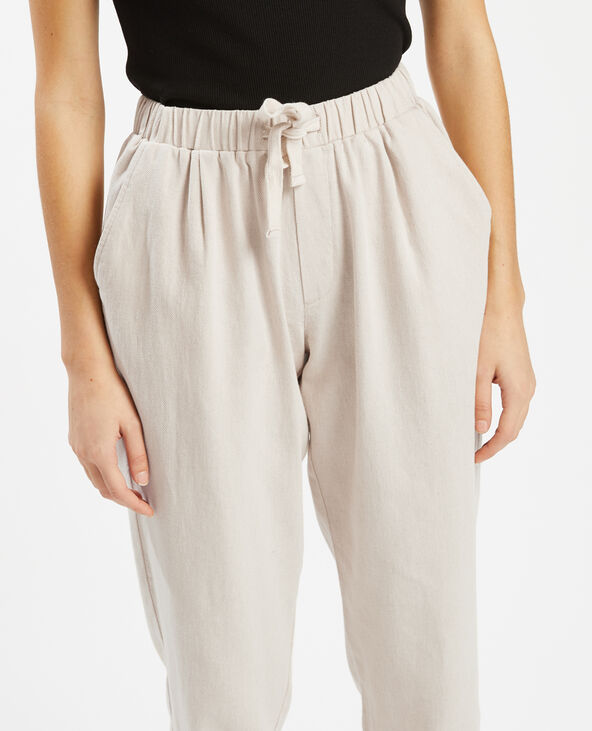 Pantalon taille élastiquée beige - Pimkie