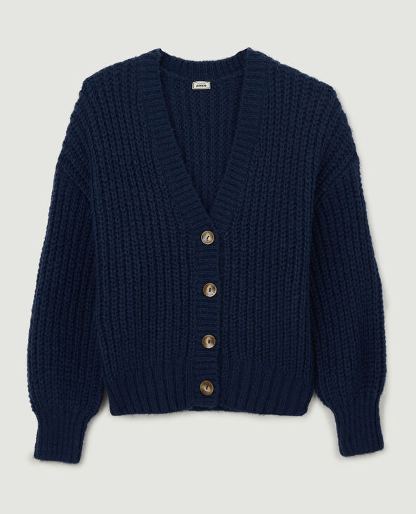 Gilet bleu marine femme grosse maille hotsell