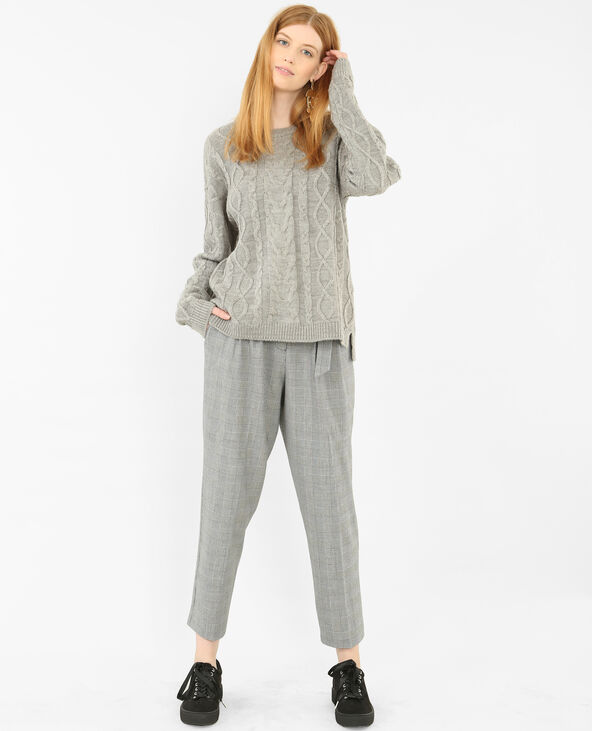 Pull torsadé gris chiné - Pimkie