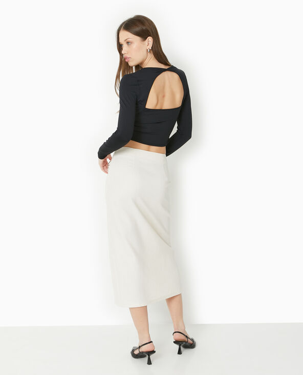 Jupe longue façon portefeuille avec boucle blanc - Pimkie