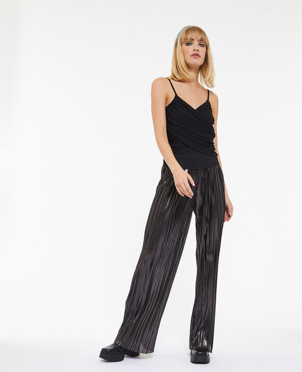 Pantalon plissé en tissu brillant argenté - Pimkie