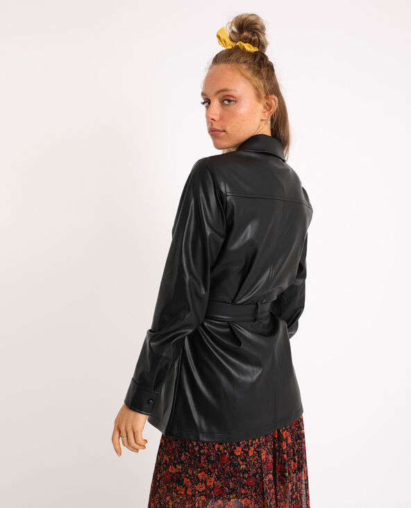 Chemise longue en simili cuir