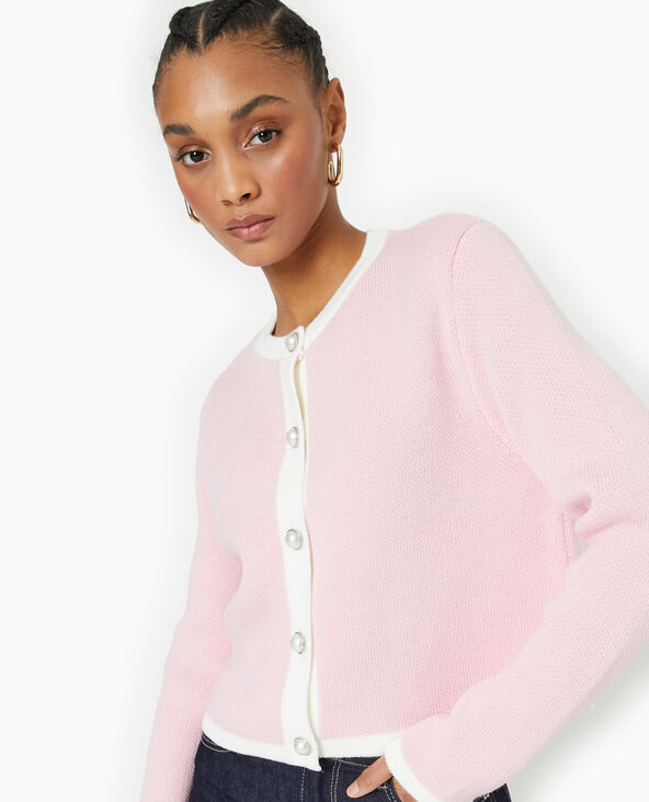 Gilet en maille avec boutons fantaisie rose clair - Pimkie