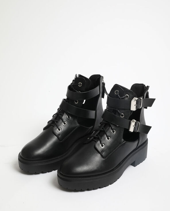 Boots motard en faux cuir noir - Pimkie