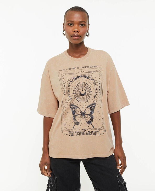 T-shirt oversize avec imprimé taupe - Pimkie