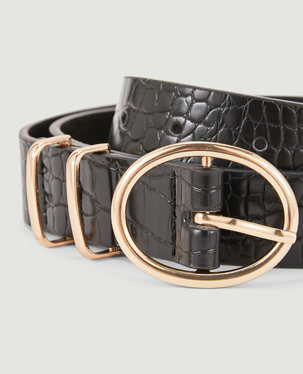 Ceinture effet croco avec boucle ovale noir - Pimkie