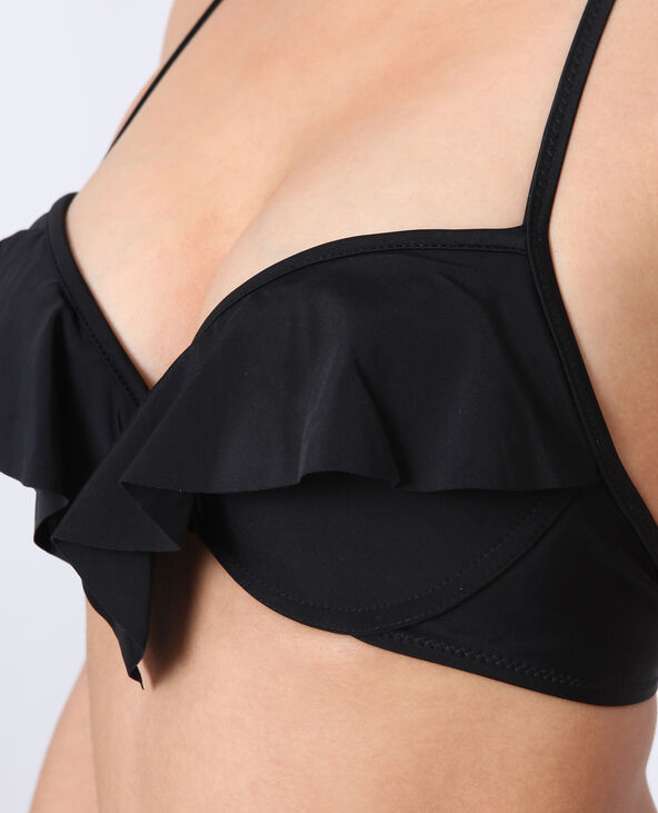 Haut de bikini à volants noir - Pimkie