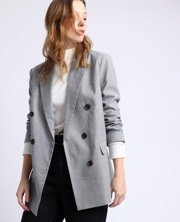 Blazer à rayures gris chiné - Pimkie