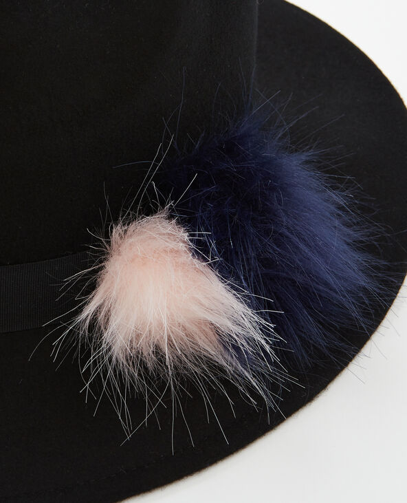 Fedora à pompons noir - Pimkie