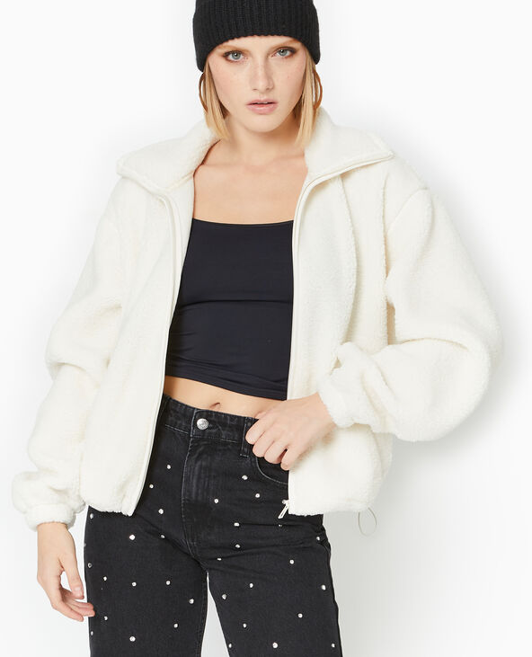 Veste zippée en sherpa écru - Pimkie